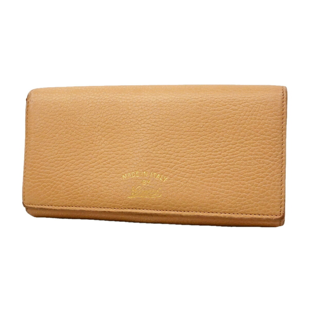 Gucci Swing Long Wallet 354498 Leather Beige Light Blue Women's